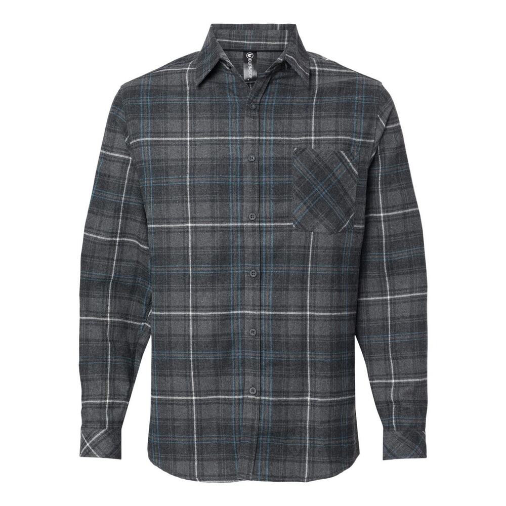 Burnside Mens 8212 Flannel Shirt, Size Men's Small, Charcoal Blue Buffalo Plaid